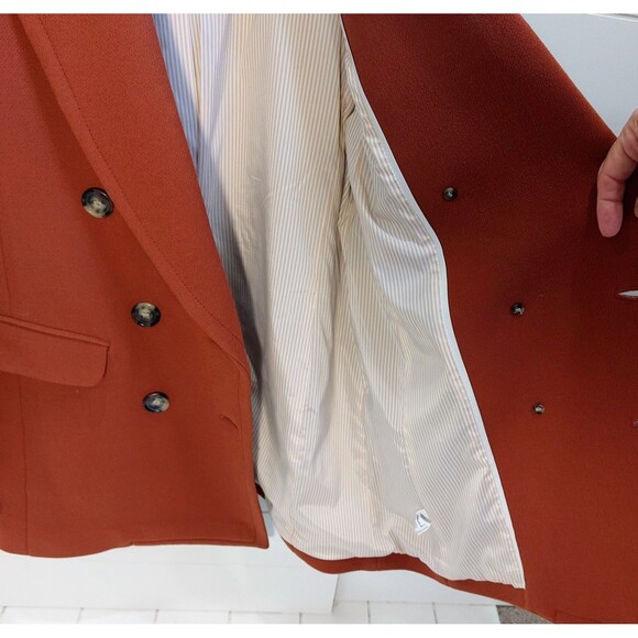 J Crew Double Cloth Wool Blend Double Breasted Coat Women's Size 4 Italy Pockets - Picture 5 of 15